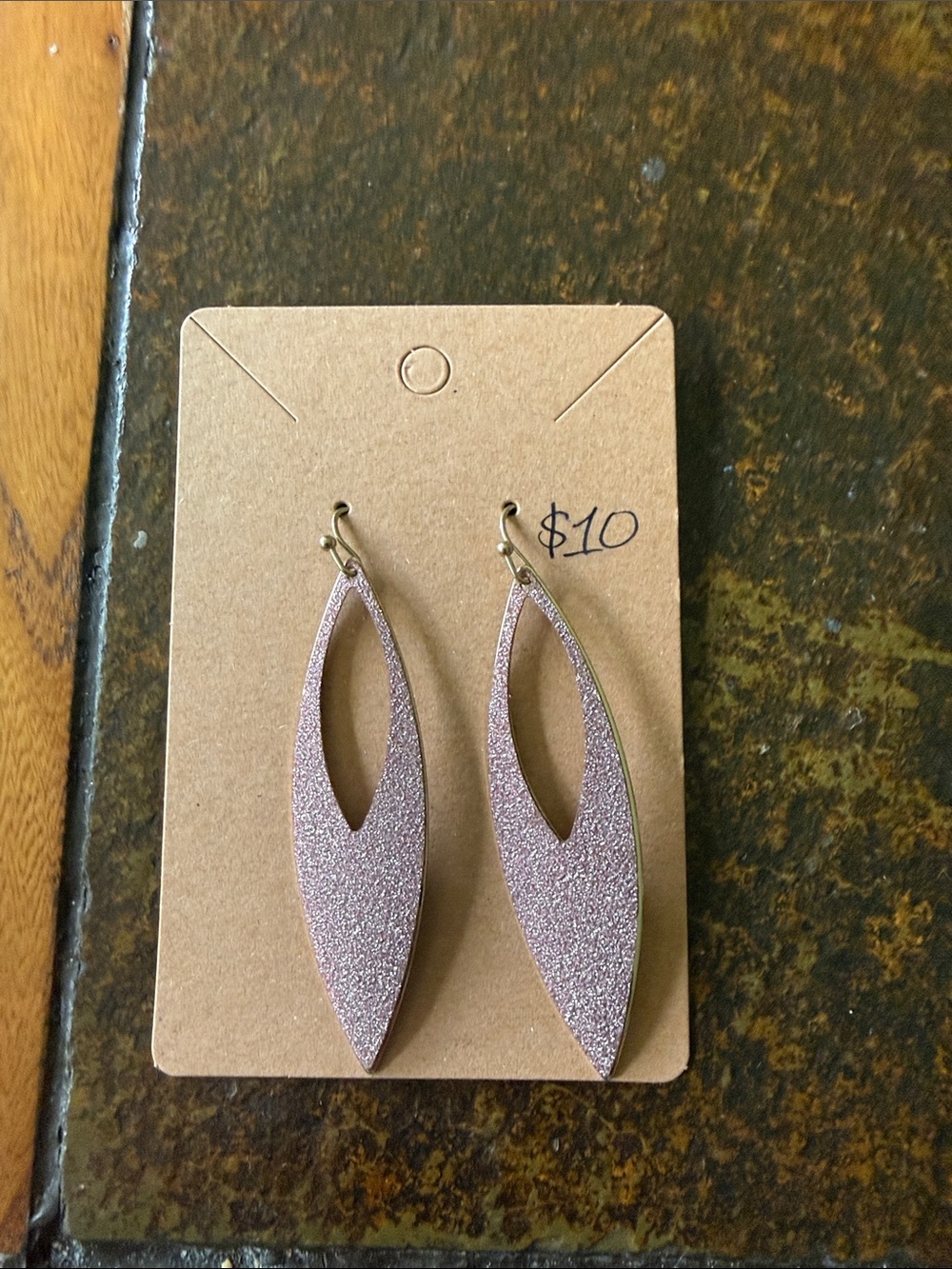 Sparkle Teardrop Dangle Earrings - Pink